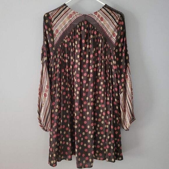 Free People Rain Or Shine Pebble Print Bohemian Floral Tunic Mini Dress Size S - Picture 8 of 9